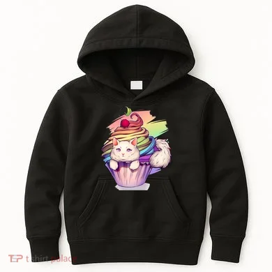 Rainbow Cupcake Kitten Cute Cat Kids Hoodie
