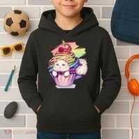 Rainbow Cupcake Kitten Cute Cat Kids Hoodie thumb 2