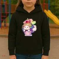 Rainbow Cupcake Kitten Cute Cat Kids Hoodie thumb 3