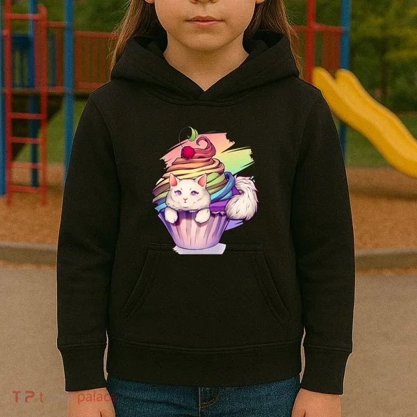 Rainbow Cupcake Kitten Cute Cat Kids Hoodie