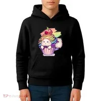 Rainbow Cupcake Kitten Cute Cat Kids Hoodie thumb 4