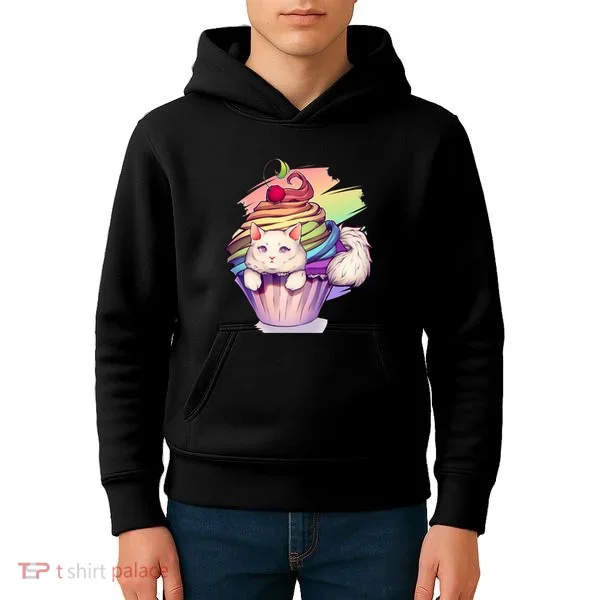 Rainbow Cupcake Kitten Cute Cat Kids Hoodie