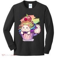 Rainbow Cupcake Kitten Cute Cat Kids Long Sleeve Shirt thumb 0