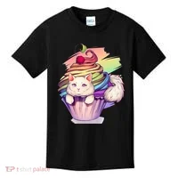 Rainbow Cupcake Kitten Cute Cat Kids T-Shirt thumb 0