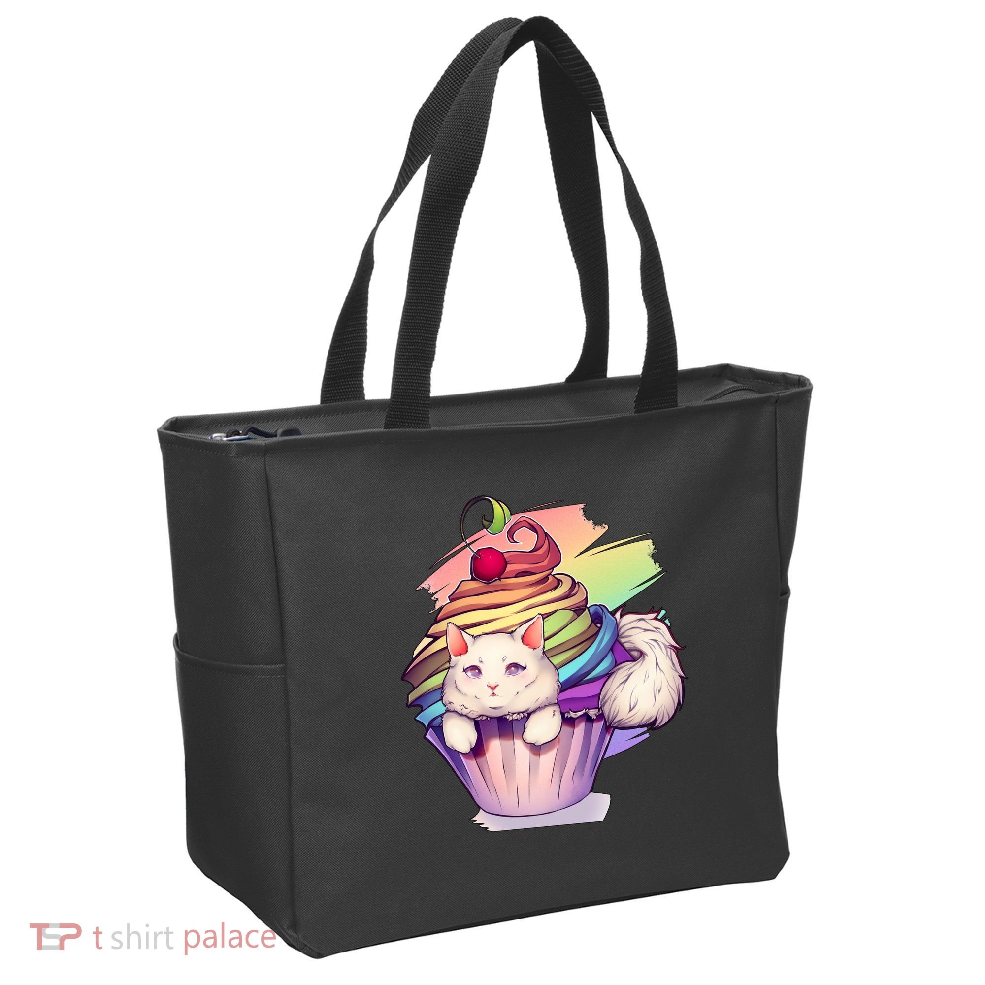 Rainbow Cupcake Kitten Cute Cat Tote Bag
