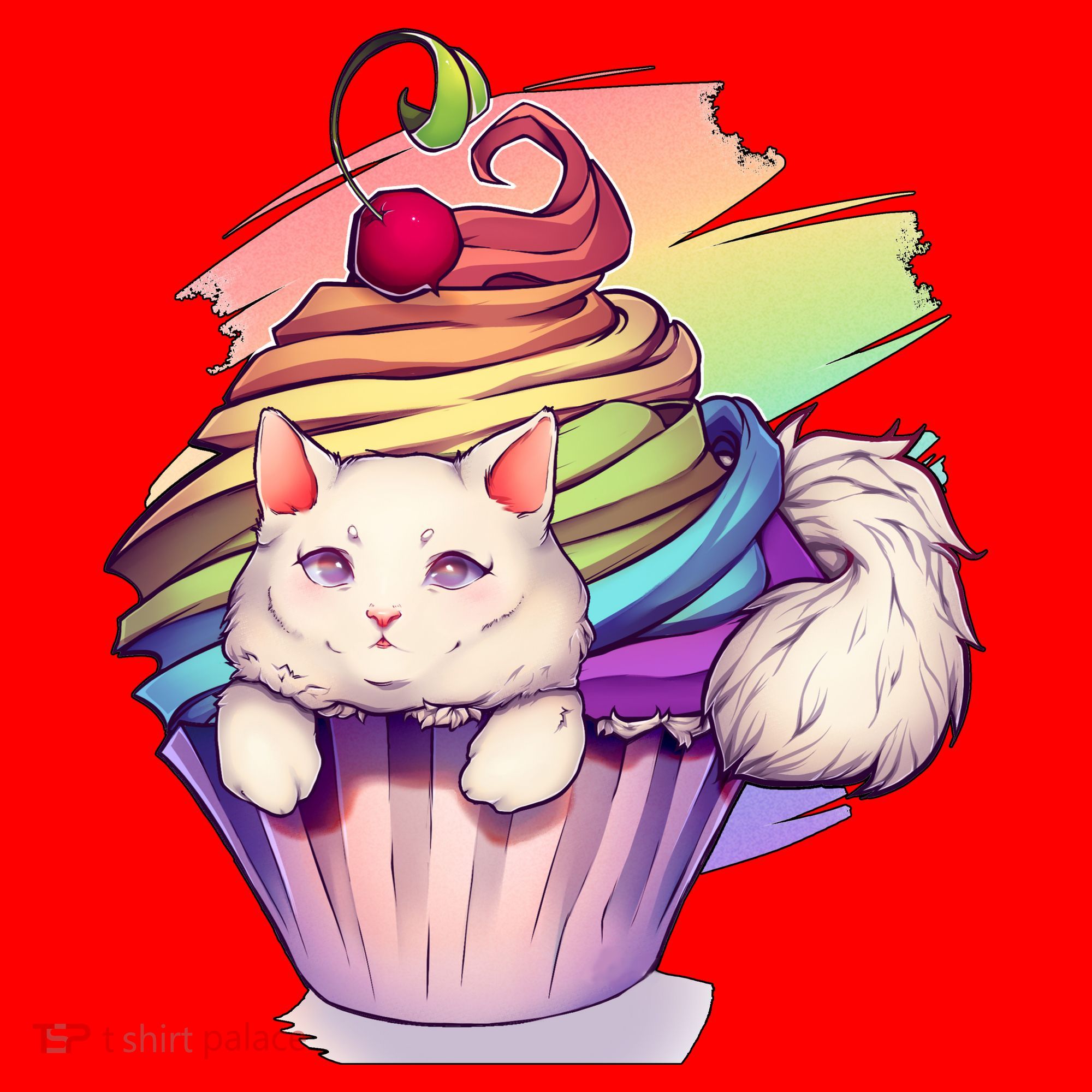 Rainbow Cupcake Kitten Cute Cat Santa Hat