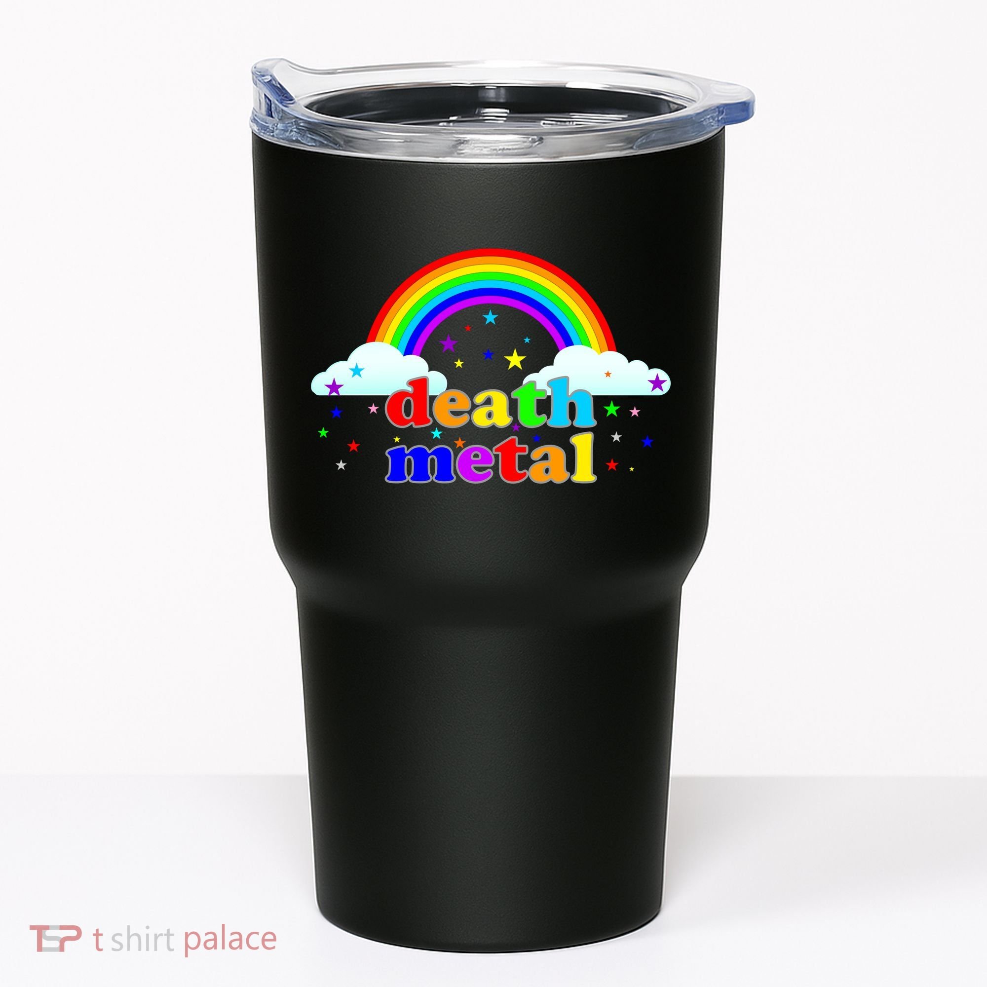 Rainbow Death Metal Logo Tumbler