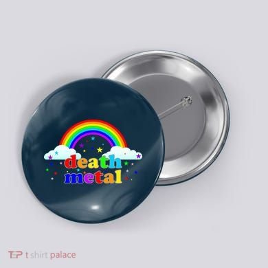 Rainbow Death Metal Logo Button