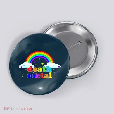 Rainbow Death Metal Logo Button