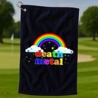 Rainbow Death Metal Logo Golf Towel thumb 1
