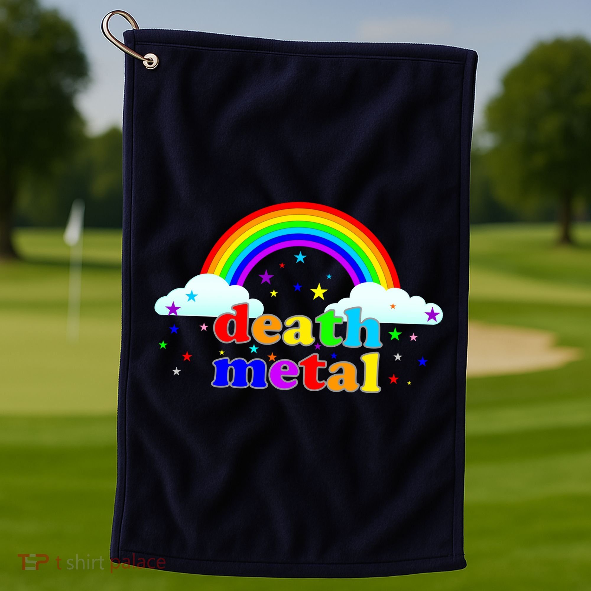 Rainbow Death Metal Logo Golf Towel