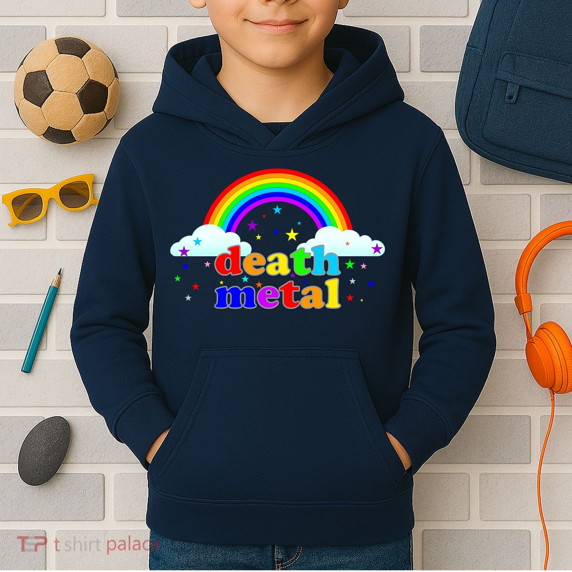 Rainbow Death Metal Logo Kids Hoodie