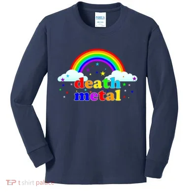 Rainbow Death Metal Logo Kids Long Sleeve Shirt