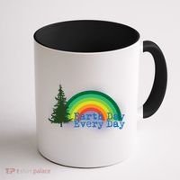 Rainbow Earth Day Every Day Retro Coffee Mug thumb 1
