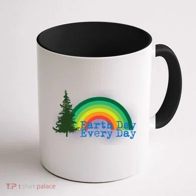 Rainbow Earth Day Every Day Retro Coffee Mug back