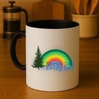 Rainbow Earth Day Every Day Retro Coffee Mug thumb 4