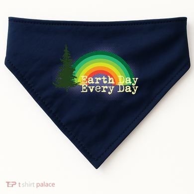 Rainbow Earth Day Every Day Retro USA-Made Doggie Bandana