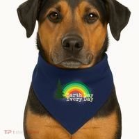 Rainbow Earth Day Every Day Retro USA-Made Doggie Bandana thumb 1