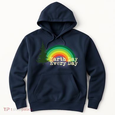 Rainbow Earth Day Every Day Retro Hoodie