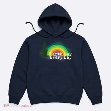 Rainbow Earth Day Every Day Retro Hoodie