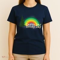 Rainbow Earth Day Every Day Retro T-Shirt thumb 4
