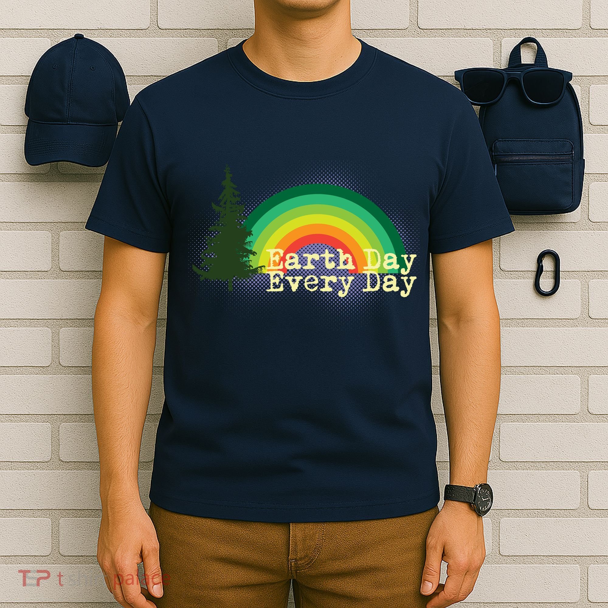 Rainbow Earth Day Every Day Retro T-Shirt