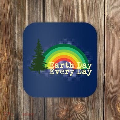 Rainbow Earth Day Every Day Retro Coaster
