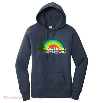 Rainbow Earth Day Every Day Retro Women's Hoodie