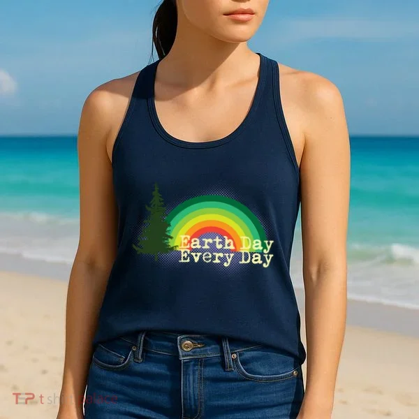 Rainbow Earth Day Every Day Retro Women's Tank Top