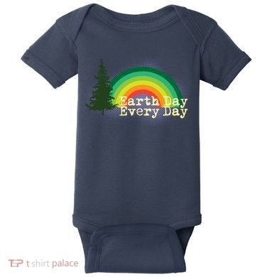 Rainbow Earth Day Every Day Retro Baby Bodysuit
