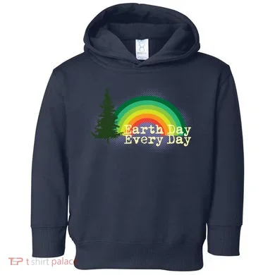 Rainbow Earth Day Every Day Retro Toddler Hoodie