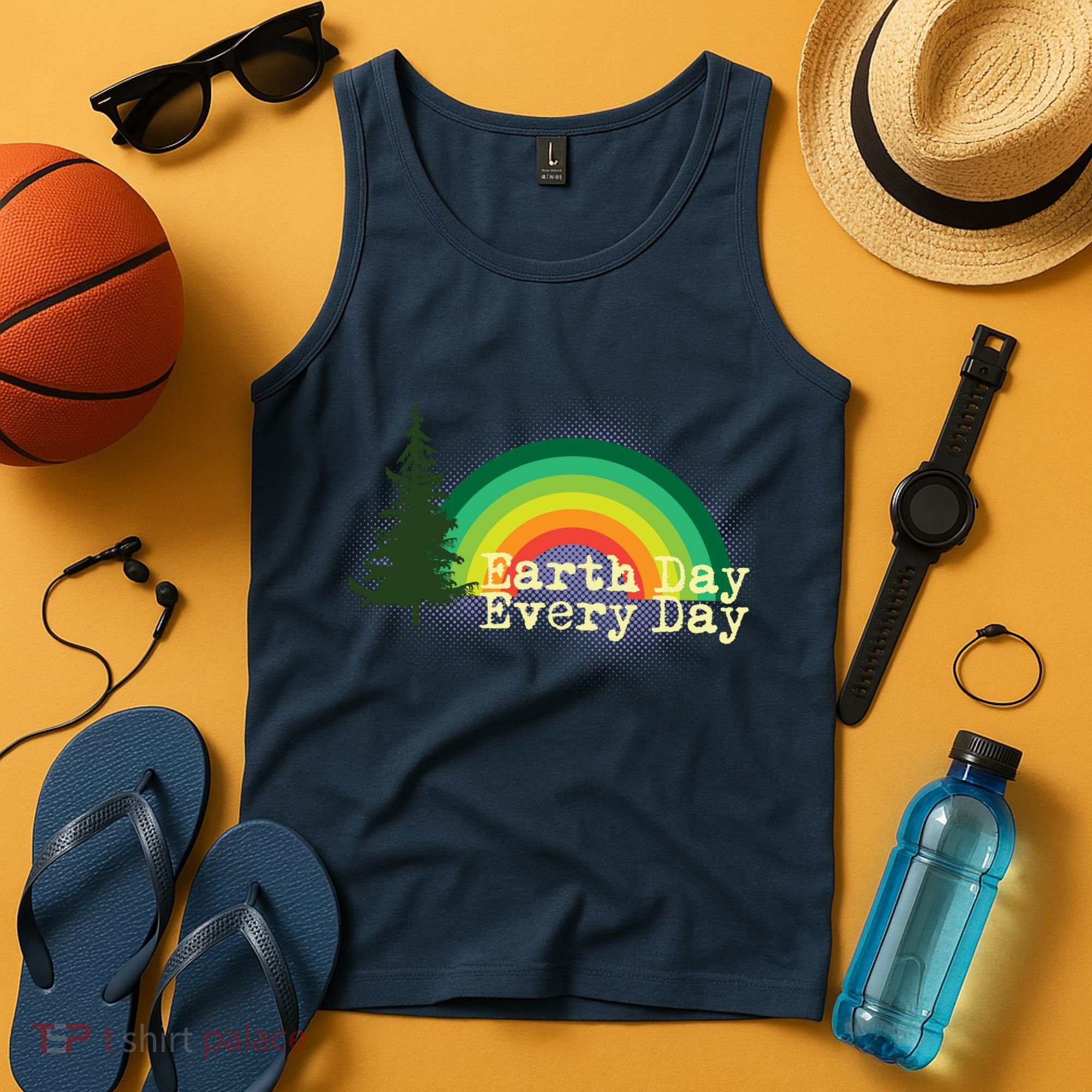 Rainbow Earth Day Every Day Retro Tank Top