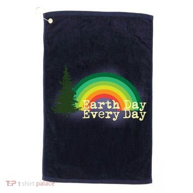 Rainbow Earth Day Every Day Retro Golf Towel