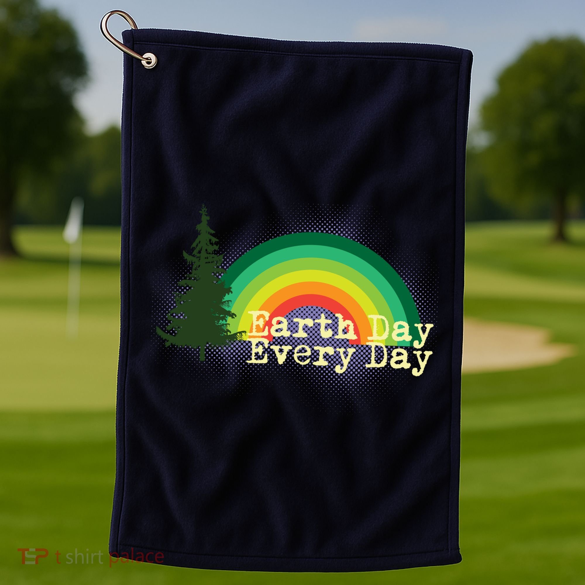 Rainbow Earth Day Every Day Retro Golf Towel