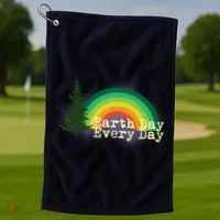 Rainbow Earth Day Every Day Retro Golf Towel thumb 1