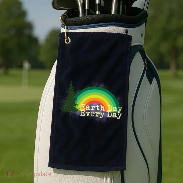 Rainbow Earth Day Every Day Retro Golf Towel