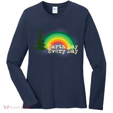 Rainbow Earth Day Every Day Retro Women's Long Sleeve Shirt