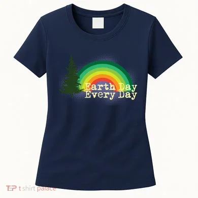 Rainbow Earth Day Every Day Retro Women's T-Shirt