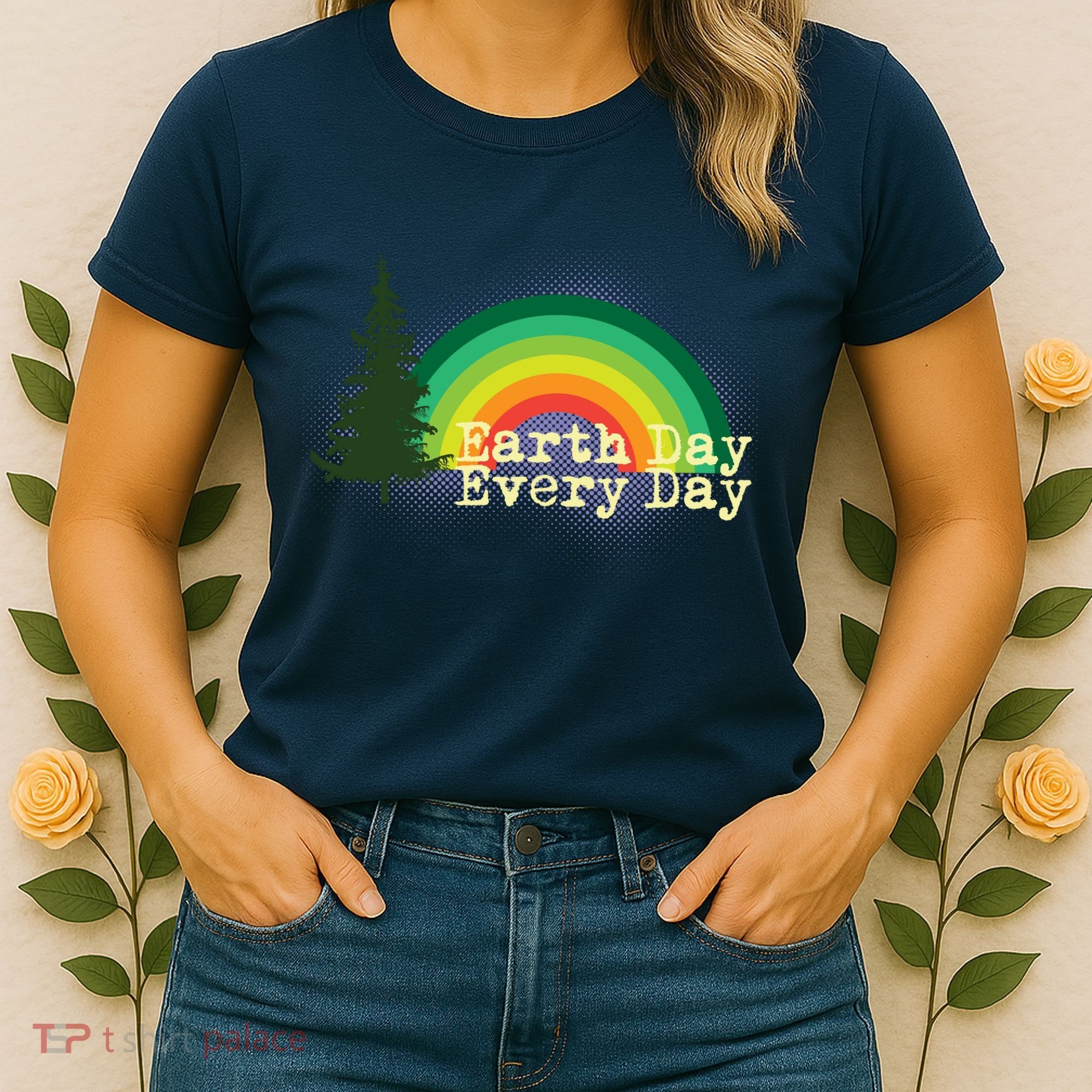 Rainbow Earth Day Every Day Retro Women's T-Shirt