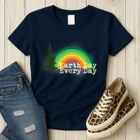 Rainbow Earth Day Every Day Retro Women's T-Shirt thumb 3