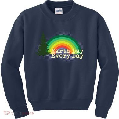 Rainbow Earth Day Every Day Retro Kids Sweatshirt