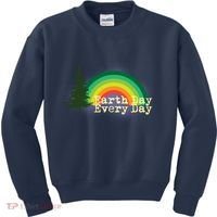 Rainbow Earth Day Every Day Retro Kids Sweatshirt thumb 0
