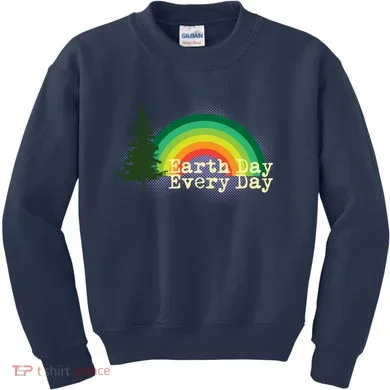 Rainbow Earth Day Every Day Retro Kids Sweatshirt