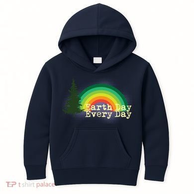 Rainbow Earth Day Every Day Retro Kids Hoodie