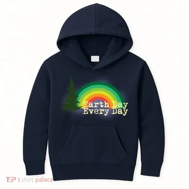 Rainbow Earth Day Every Day Retro Kids Hoodie
