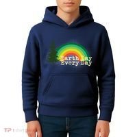 Rainbow Earth Day Every Day Retro Kids Hoodie thumb 4