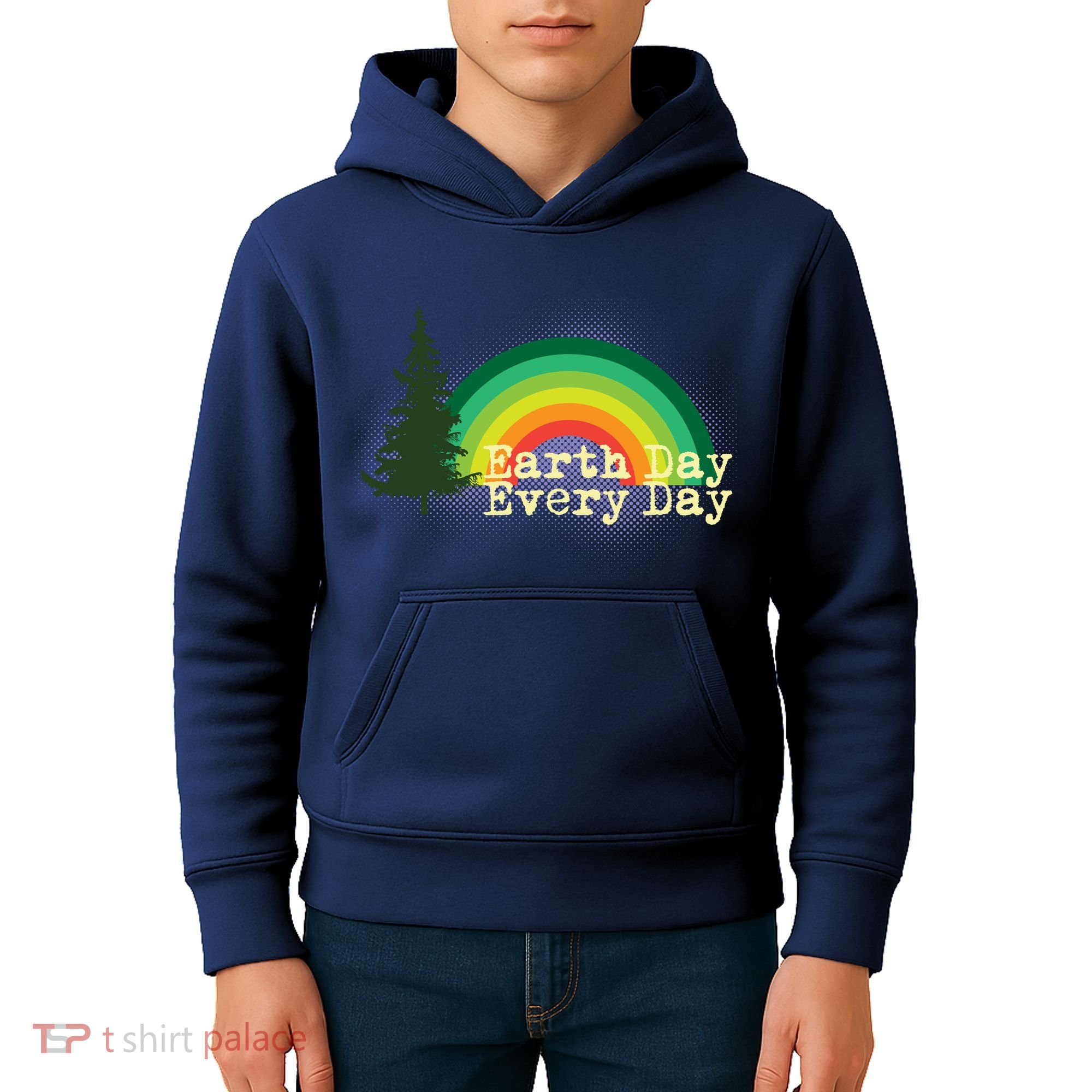 Rainbow Earth Day Every Day Retro Kids Hoodie