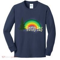 Rainbow Earth Day Every Day Retro Kids Long Sleeve Shirt thumb 0