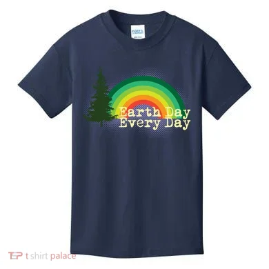 Rainbow Earth Day Every Day Retro Kids T-Shirt