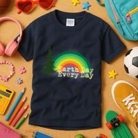 Rainbow Earth Day Every Day Retro Kids T-Shirt thumb 3